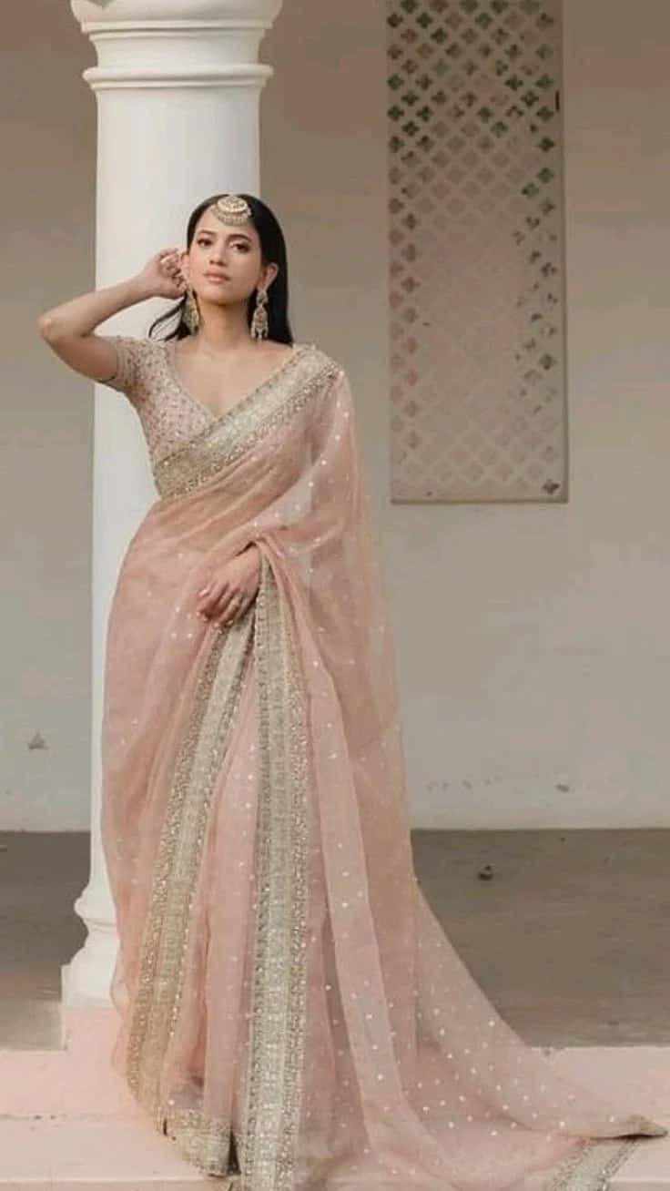 Blush Pearl Embroidered Saree