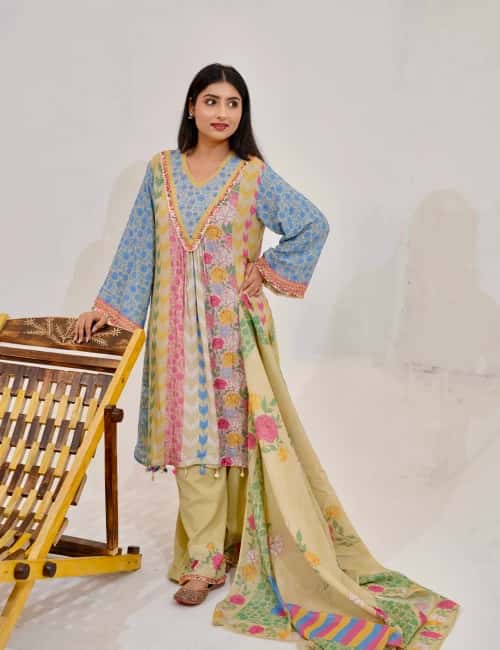 Pastel Patchwork Kurta Set with Floral Dupatta (Set of 3) - collection image