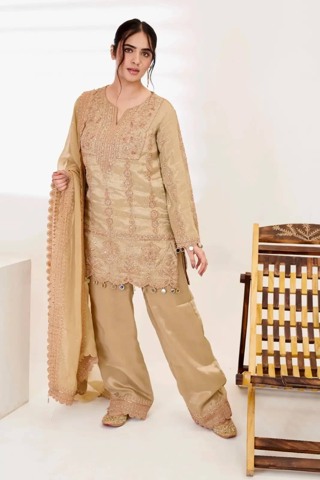 Silk Blend Olive Green Suit Set - collection image
