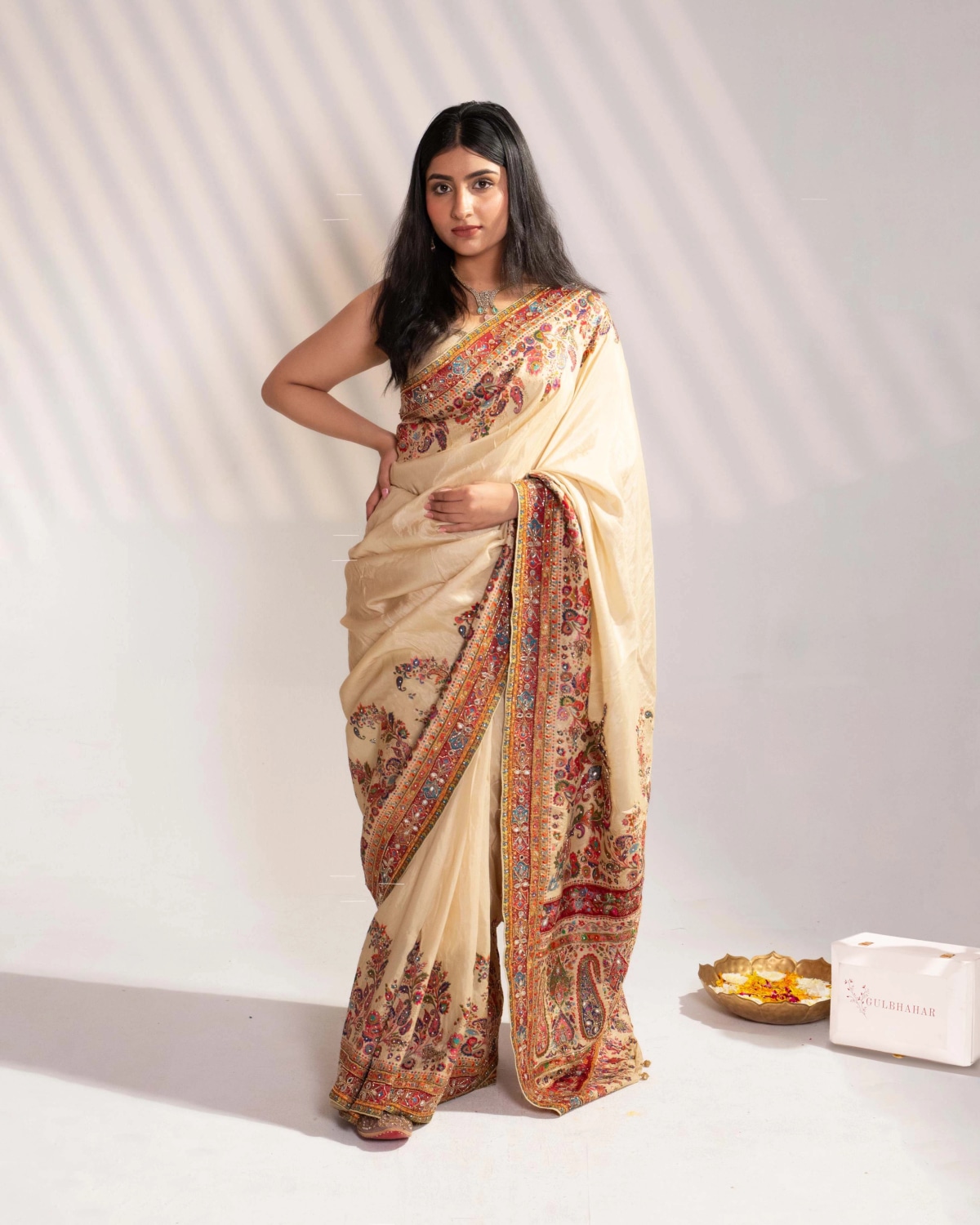 Cream Art Silk Saree & Rani Pink Blouse - collection image