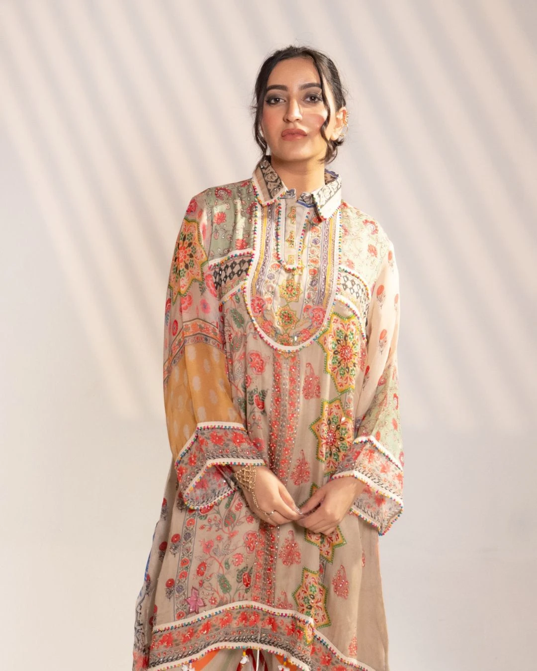 Multicolor Printed Kurta Set with Wide-Leg Palazzo (Set of 2) - collection image